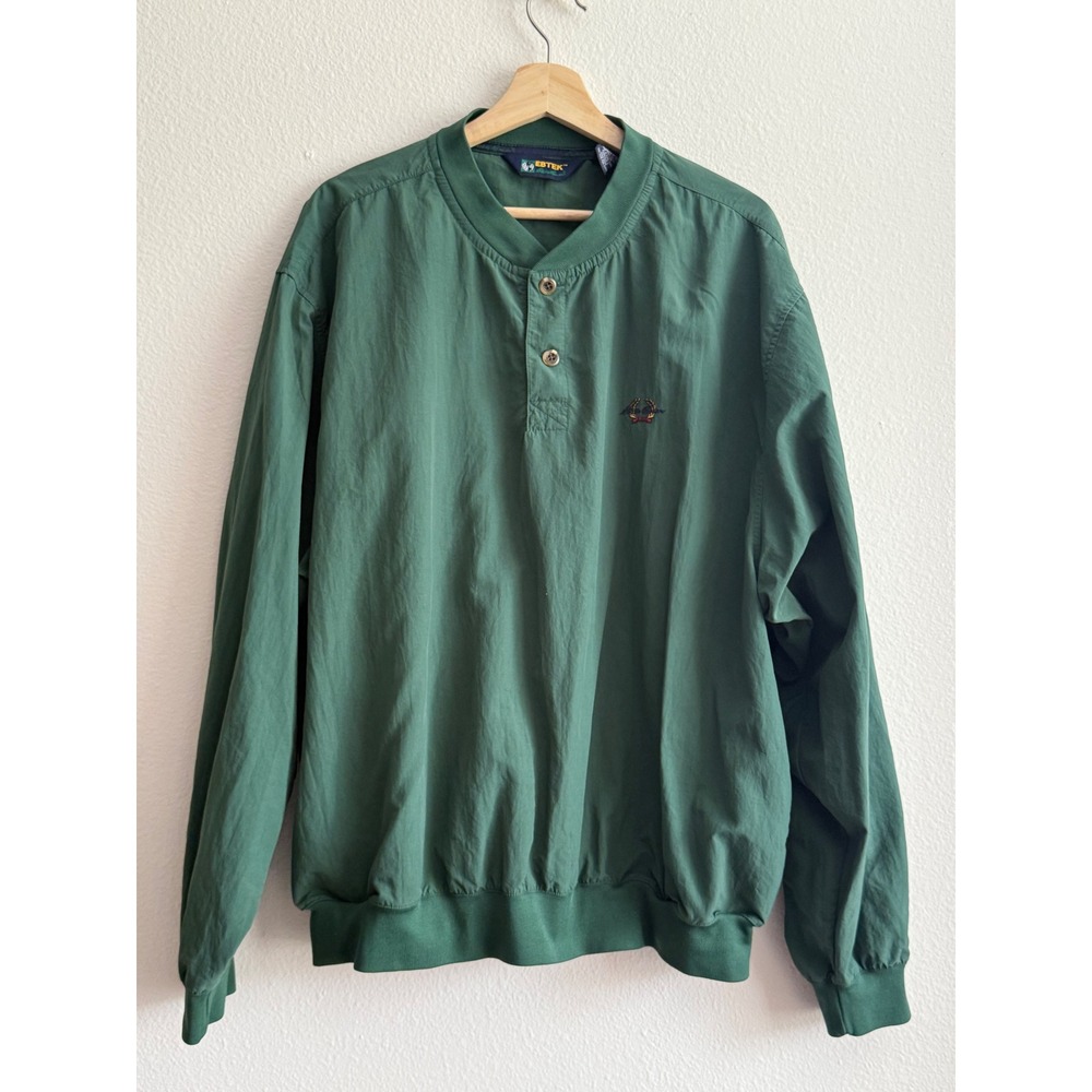 Vintage Eddie Bauer EBTEK Logo Mens Green Nylon Pullover Windbreaker Jacket L
